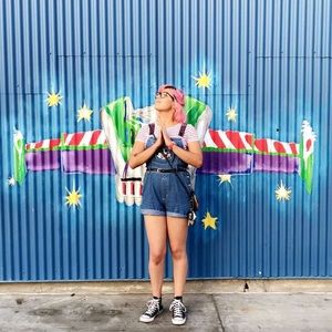 VTG 90s Disney Store Medium Short Overalls